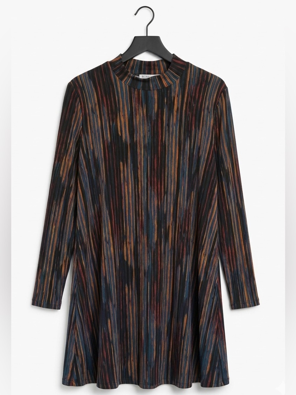BCBGeneration long sleeve Dress w/Blue, Orange &Red Brushstroke Stripes - size L